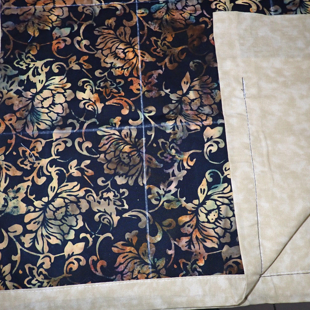Blanket Skin - Medium Lap - Black and Gold Foliage on Cream Shadows - Nana's Weighted Blankets