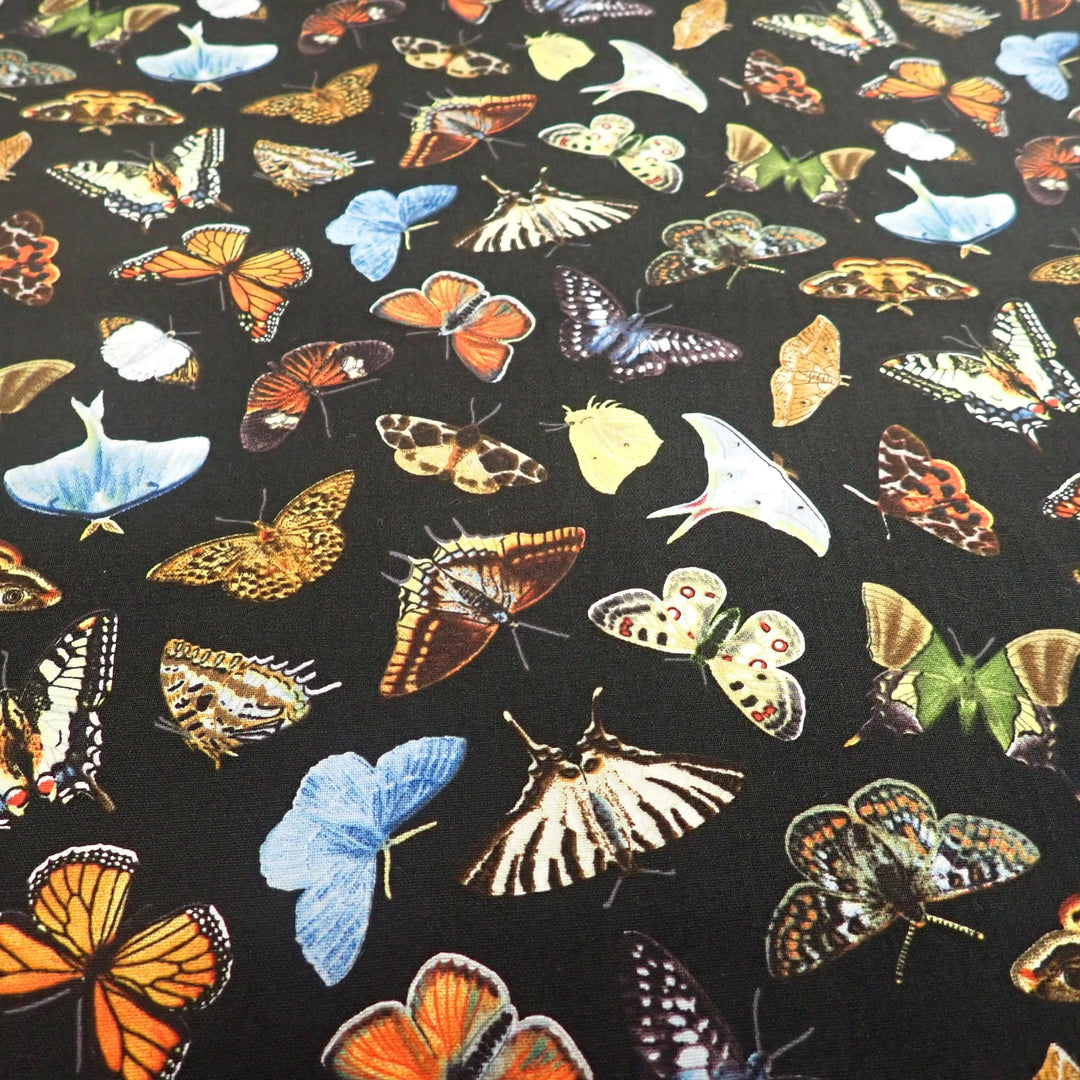 Butterfly Moths on Black - Nana's Weighted Blankets