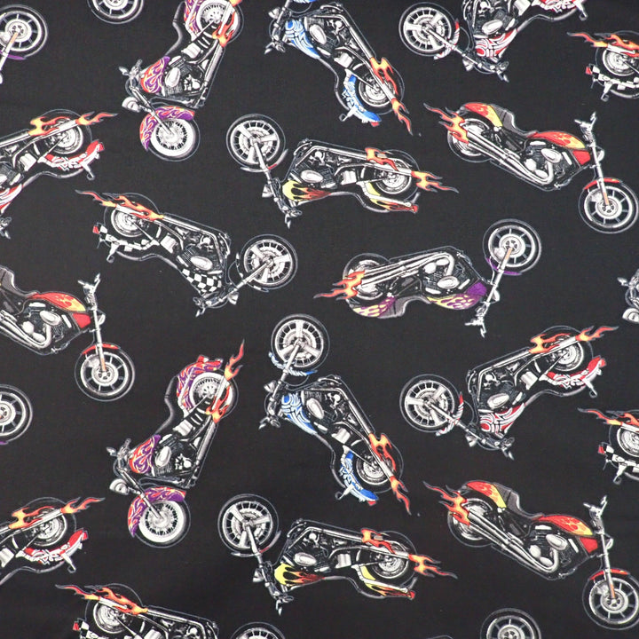 Motorbikes on black - Nana's Weighted Blankets