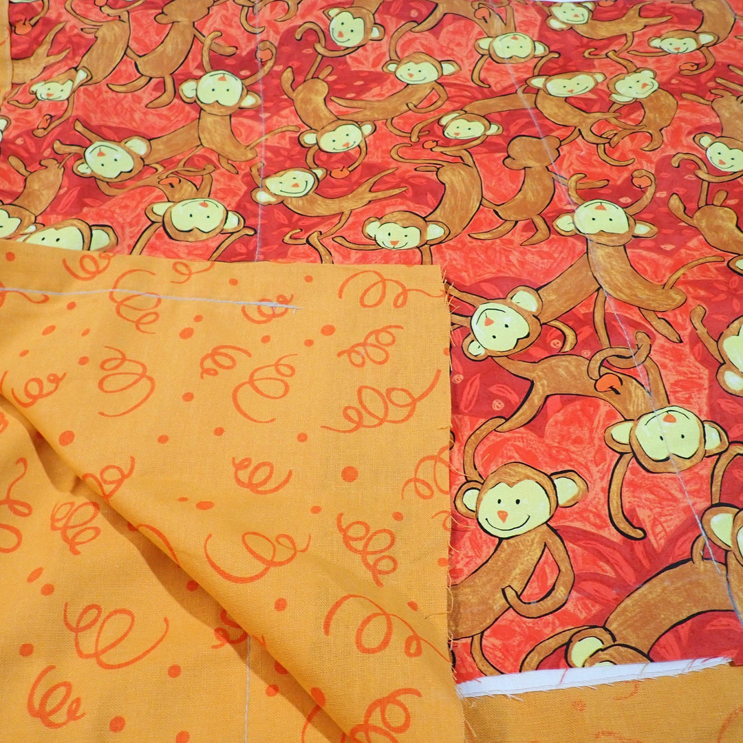 Premade Blanket Skin -King single - bed monkeys and orange swirls - Nana's Weighted Blankets