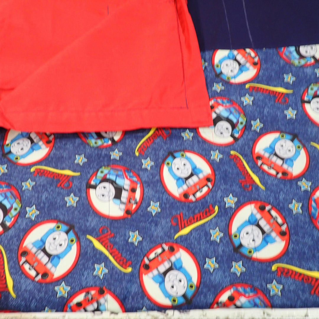 Premade Blanket Skin - Single Bed -Red navy Trains - Nana's Weighted Blankets