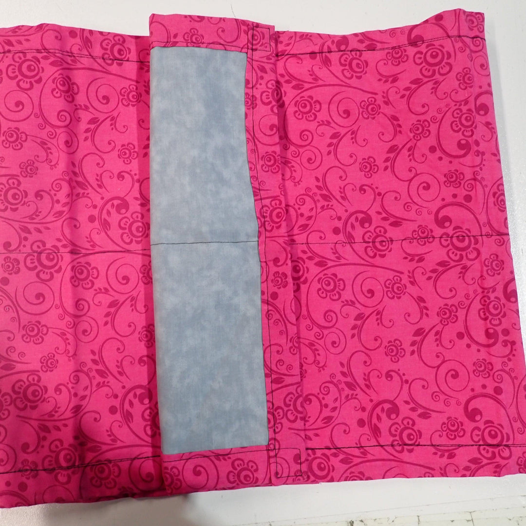 Premade -Child Neck Wrap -Grey Wash/Pink Filigree - Nana's Weighted Blankets